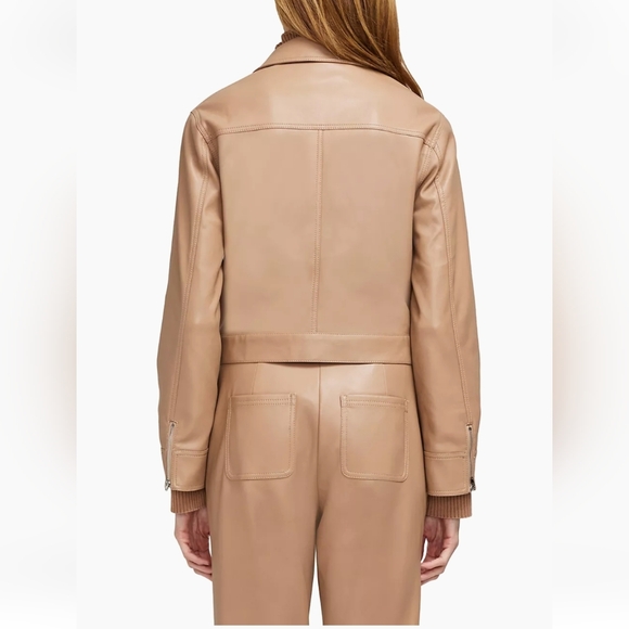 NWT$495 SIMKHAI Becka Boxy Zip-front Vegan Faux Leather Jacket Sz Large - Picture 5 of 15